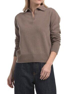 VINCE Wool Blend Long Sleeve Sweater Polo